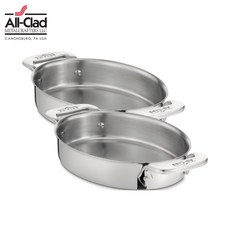 All-Clad 스테인리스 스틸 7인치 타원형 베이킹 용기 2피스 세트 실버 (59900), 2개