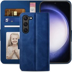 아칸크 갤럭시 S23 플러스 울트라 5G 지갑형 가죽 카드수납 다이어리 휴대폰리 케이스 S23 plus ultra wallet case 적용+지문인식 보호필름 증정 풀세트 상품 이미지