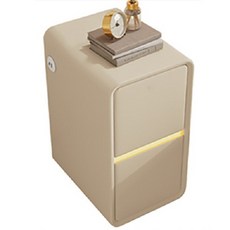 2FAC 스마트 협탁 테이블 쇼파 침대 책상 사이드 서랍장 테이블 수납장 듀얼USB 지문잠금, USB+센서등, 카키