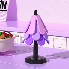 트리 스탠딩 접이식 실리콘 냄비받침 실리콘 트리 냄비받침, 1개, 보라색 원형 받침대