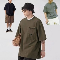 크루넥 우븐 반팔티셔츠 루즈핏 세미오버핏 골프반팔티셔츠 냉감반팔티셔츠