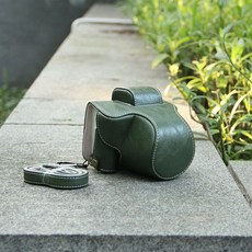 파나소닉 GX9 카메라 가방 빈티지 GX9 가죽 케이스 G100 케이스 GX9 바닥 적용시트 반 세트 캐릭터 큐트, 럭셔리 올인원 레트로 그린_파나소닉 G100