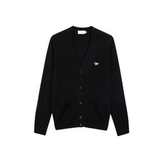 메종키츠네 트리컬러 폭스 패치 클래식 가디건 블랙 / FU00501KT1036-BK