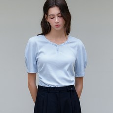 아워코모스 comos 1161 heart neck button T-shirt (sky blue)