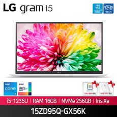 가벼운노트북 LG전자 그램15 15ZD95Q-GX56K *오피스밸류팩+그램마우스 증정*, WIN11 Home, 16GB, 2TB, 코어i5, 스노우화이트
