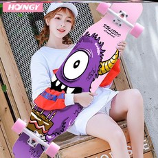 슬라이드보드 중고등학생 소녀 슬라이딩카 긴판 스케이트보드 여학생 전문 꽃무늬 트렌디한브랜드 떨어트림방지 ., T04-한정 30이름-전문타입 [ 핑크 몬스터 ] 보호