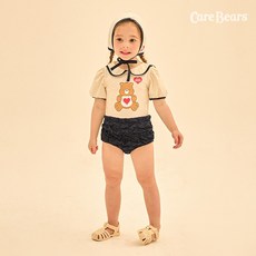 케어베어 여아용 텐더하트베어 세일러 원피스 스윔 수트 + 수영모 세트