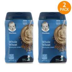 Gerber Gerber 거버 홀 그레인 시리얼 어린이 미음 2nd 푸드 227g 2팩, 라이스 그레인