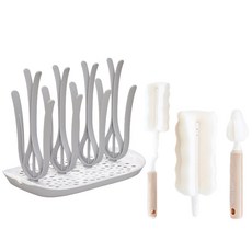 네이쳐러브메레 젖병 건조대 + 베이비큐 젖병솔세트, 젖병건조대 (그레이) +세척솔세트