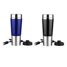 차량용전기포트 차량용커피포트 가열텀블러 450ml 용, 파란색