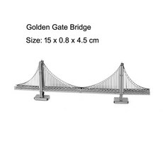 3D 메탈 입체퍼즐 화이트 하우스 버즈 칼리파 타워 브리지 런던 도쿄 타워 어린이 장난감 교육용 3D 금속, 03 Golden-Gate-Bridge