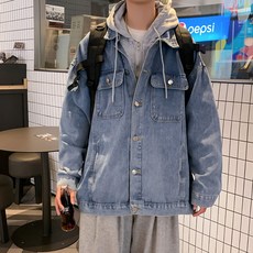 ANYOU 남성 바람막이 버튼 청자켓 루즈핏 라운드 자켓