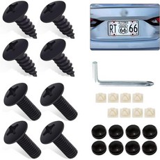 8 PCS 자동차 미국 번호판 장착 나사 키트 M6 304 스테인리스 스틸 원형 헤드/포인트 크로스 스크류 나일론 인서트 유니버설 패스너 조합 대부분의 모델블랙에 적합, 8 PCS 자동차 미국 번호판 장착 나사 키트, M6, 1개