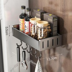 디귿철제수납장 벽걸이 주방 조미료 향신료 선반 정리함 보관 벽 오거나이저 주방용 행잉 후크 랙, 없음, 6) 30cm Grey Shelf Hook
