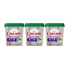 3개 Cascade 캐스케이드 레몬 향 플래티넘 액션팩 식기 세척기 세제 34.5 oz 62개입 총 186개입