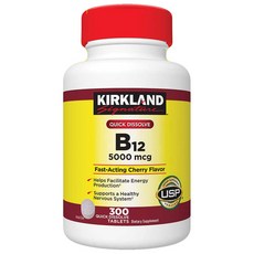 커클랜드 퀵 디졸브 B12 5000 mcg 300정 (태블릿) Kirkland Signature Quick Dissolve B-12 mcg. 300 Tablets, 1개
