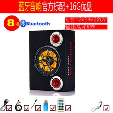 차량용우퍼 8inch쌍고음 차량용 우퍼스피커 12v24볼트 화물차 자동차플레이어 220V가정용전기 스피커, T06-블루투스버전(쌍고음)+16G USB메모리