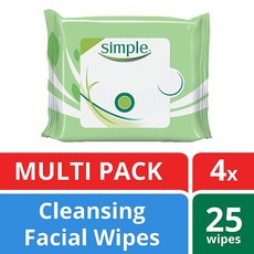 SIMPLE FACE 심플 페이스 센서티브 스킨 페이스 클렌징 와이프 25 매 4 팩, 25 Count (Pack of 4)Cleansing, 상세페이지참조