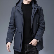헝가샹 남성 미드 롱다운 스트링 후드다 가을 스타일리쉬 겨울폼 90 화이트 덕다운