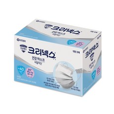 크리넥스 건강 마스크 비말차단 대형 30매X2팩, 1세트, 화이트