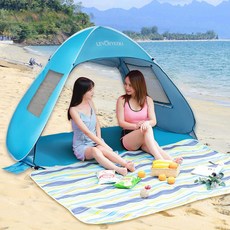 laderive원터치 형캠핑 비치 텐트 모기 방제 차양 텐트, 푸른 색