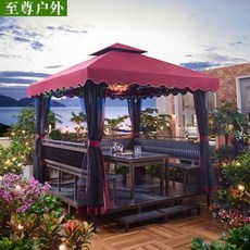 정원수 원두막 평상마루 야외정원 차양텐트 간이이동 야외레저 사각가든 농장 천대별장 정자, 01 정자+양면 의자