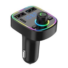 차량용 블루투스 5.0 FM 송신기 PD C타입 듀얼 USB 3.1A 고속 충전기 다채로운 주변 조명 핸즈프리 MP3 변조기 플레이어, [01] 01