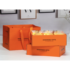 과일 선물 상자(상자2개+쇼핑백 set) 투명 오픈상자 포장 박스 케이스, 과일상자SET(오렌지)