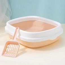 반폐쇄 고양이 쓰레기통 탈착식 반려동물 변기 침대 팬 스쿠프 휴, 1개, 3.Pink