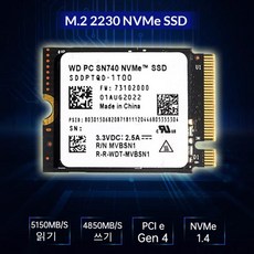 웨스턴 디지털 WD SN740 2TB TB M.2 2230 NVMe PCIe Gen 4.0x4 SSD 드라이브 스팀 데크 노트북 태블릿 로그, 02 SN7402TB