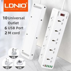 LDNIO AC 멀티탭 PD QC 멀티프라이즈 전원 소켓 전기 충전기 어댑터 서지 보호 USB 익스텐션 30W, 2m, 3) Eu 플러그 WHITE, 1개