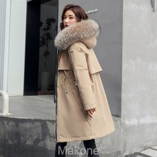 Makone여자 겨울 코트 롱 코트대외 무역 가모 두꺼운 면복 여성 겨울 외투 털깃 면저고리 중장 허리 면복 여성 도매