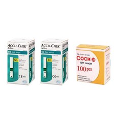 로슈 아큐첵 액티브 시험지 100매 + 채혈침 100개, 시험지2+쿡1