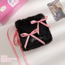 스위트 크로스 리본 바인더 포토 아블럼 3 인치 카드용 심플 봉제 활 사진 수집, black set