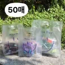 데이더봄 스마일 선물용 비닐 쇼핑백, 중형, 50개입