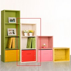 [하우디가구] 칼라 공간박스 3단 책장 책꽂이 수납장, 칸높은3단-원색(DIY)