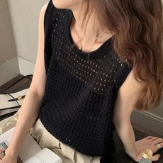 보들마켓 펀칭 니트 조끼 여성 베스트