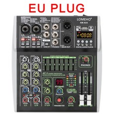 LOMEHO 미니 믹싱 콘솔 블루투스 USB 컴퓨터 재생 레코드 오디오 믹서 AMAX4 개별 48V 99 DSP 효과 4 채널, 1) 4 ChannelEU PLUG