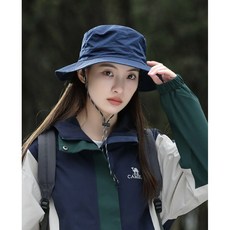 누스누아 챙넓은 UV 자외선차단 캠핑 등산 모자 버킷햇, 딥네이비