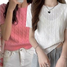 [세인트이브] T5280 2장 니트 꽈베기 반팔티