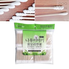 고급형 순면 면봉 대용량 회오리 굴곡형 귀청소 벌크 400개