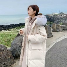 애니샵스타일쌀롱 여성 다운 롱 아우터 점퍼 패딩 NAS-57950, 1개, 2. L (권장 119-135파운드) 검은색