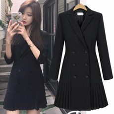 생활도움 오버사이즈 차이나 정장 칼라 원피스 통통한 여동생의 봄옷 중 롱2020 뱃살 커버 슬림 코트