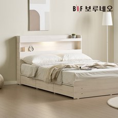 보루네오 침대 슈퍼싱글 퀸 무헤드 LED 수납형 서랍 평상형 호텔 신혼부부 세트 SS Q, 04_바울 수납침대, 화이트워시