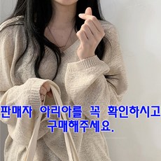 시스루 루즈핏 브이넥롱니트