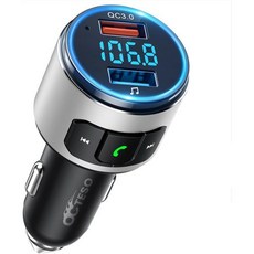 업그레이드된 V5.0 FM 블루투스 송신기 자동차 QC3.0 및 LED 백라이트 무선 라디오 어댑터 음악 플레이어/자동차 키트 Siri Google 어시스턴트, Silver