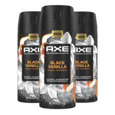 AXE 데오드란트 스프레이 블랙 바닐라 3팩, 3개, 113g