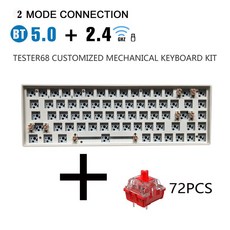 ZUOYA TESTER68 사용자 정의 기계식 키보드 키트 TES68 핫 스왑 가능 샤프트 기본 축 2.4G 블루투스 사용자 정의 무선 keyboar, CHINA, Tester68 Red Switch