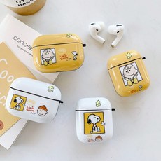 마켓굳음 찰리 브라운 스누피 유광 젤리 인더윈도우 에어팟 케이스 1세대 2세대 프로, 화이트, 에어팟 프로
