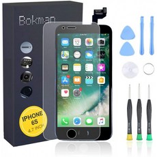 bokman for iphone 6s 블랙 스크린 교체 부품 전체 디스플레이 조립 홈 버튼 수화기 스피커 및 전면 카, 1, 단일상품